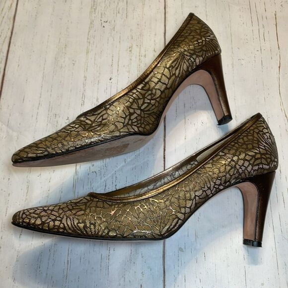 Timothy Hitsman women’s copper/gold fabric heel size 8.5. - Picture 7 of 12